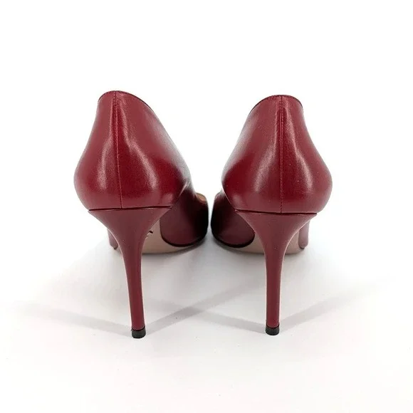 Prada Red Leather Pointed Toe Pumps Stiletto Heels Made in Italy Size 38.5 - Picture 4 of 9